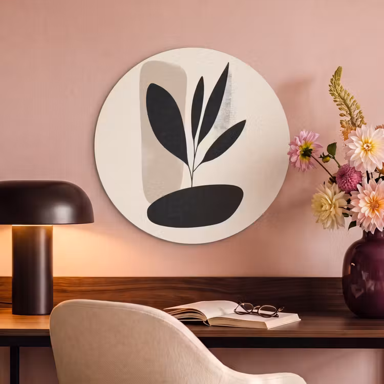Akoestisch schilderij rond - Plant - Beige - Japandi — 2