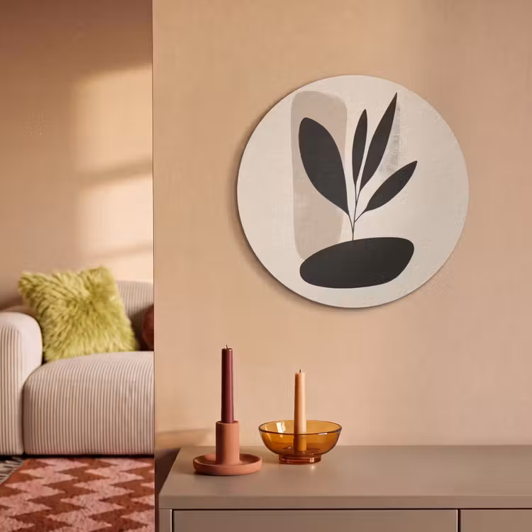 Akoestisch schilderij rond - Plant - Beige - Japandi — 3