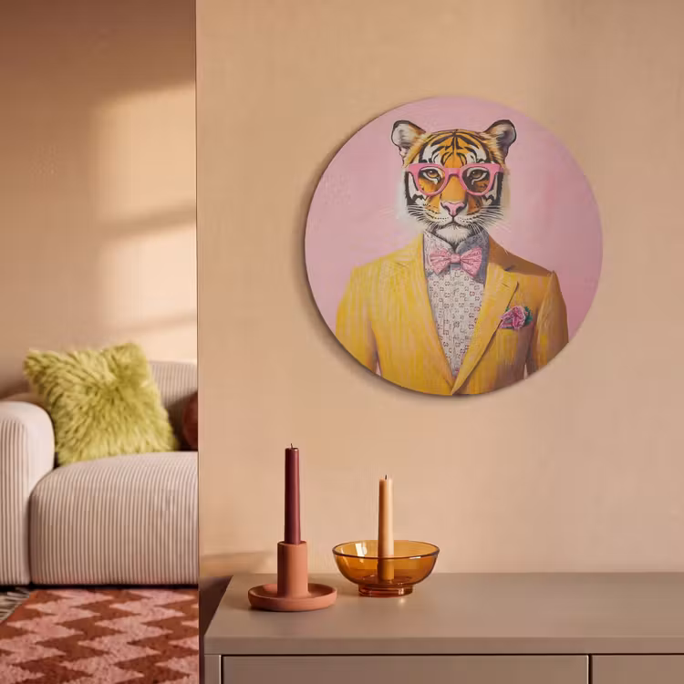 Akoestisch schilderij rond - Tijger - Bril - Geel - Jasje — 3