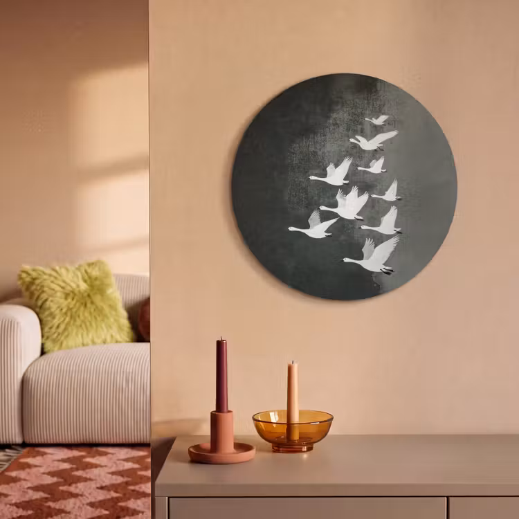Akoestisch schilderij rond - Vogel - Japandi - Groen — 3