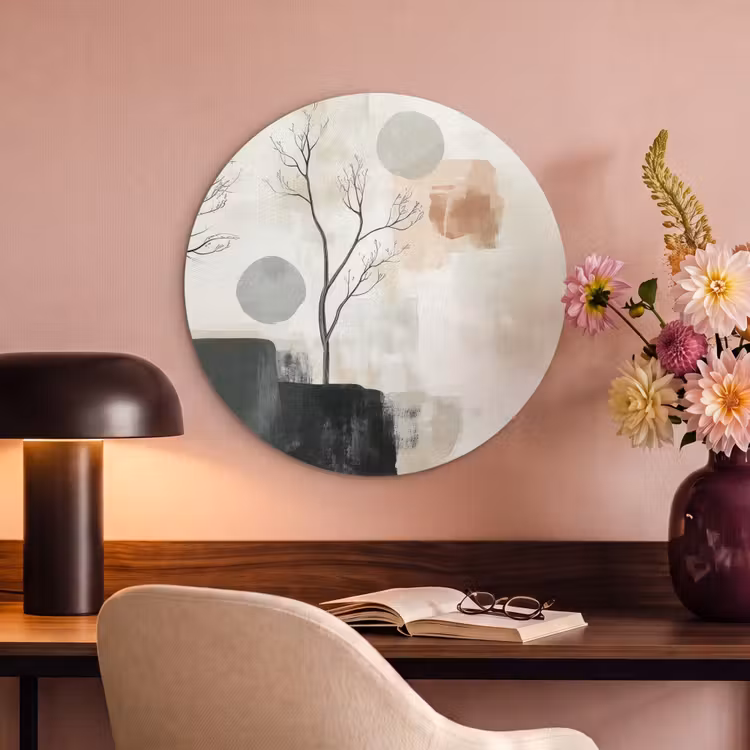 Akoestisch schilderij rond - Wabi sabi - Beige - Plant — 2
