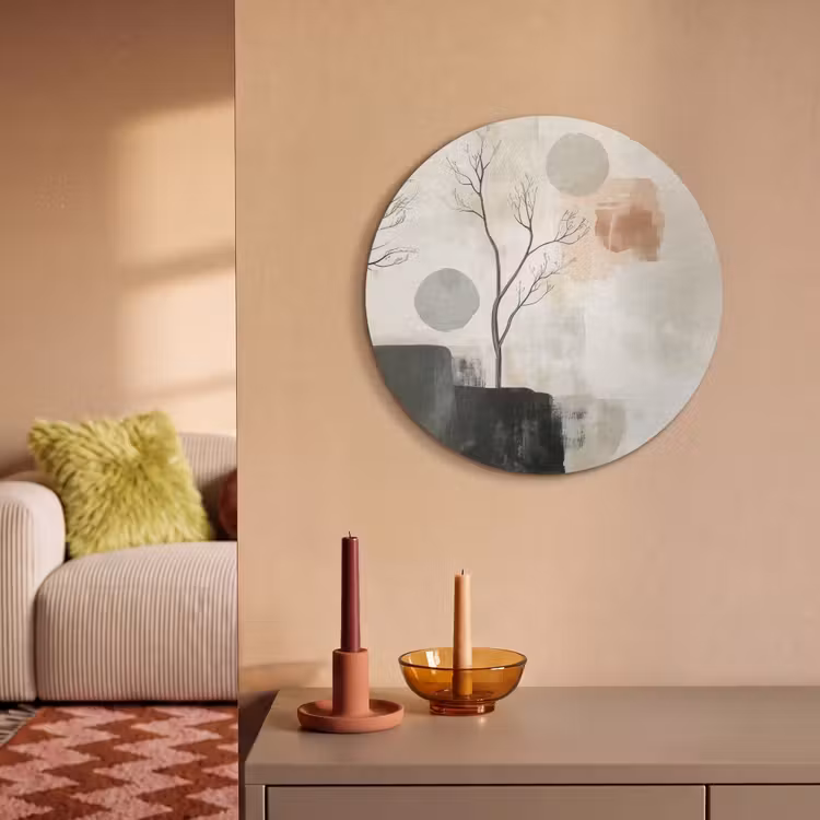 Akoestisch schilderij rond - Wabi sabi - Beige - Plant — 3