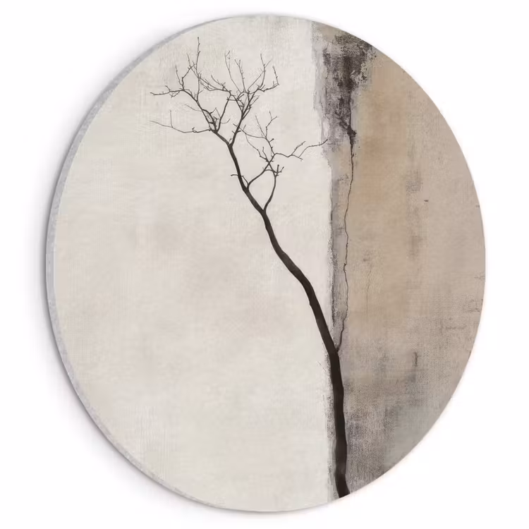 Akoestisch schilderij rond - Wabi sabi - Plant - Beige — 1