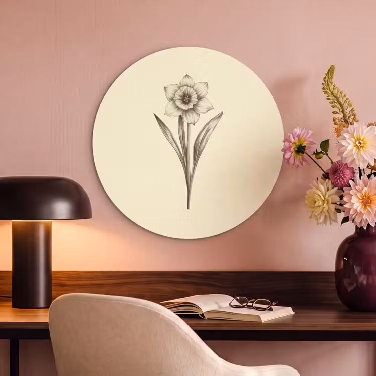 Akoestisch schilderij rond - Zwart - Narcis - Illustratie — 2