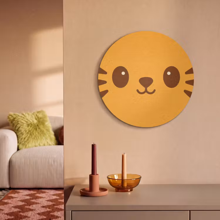 Akoestisch schilderij rond - Kat - Simplistisch - Oranje - Vrolijk — 3