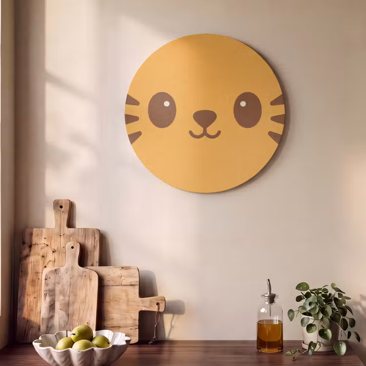 Akoestisch schilderij rond - Kat - Simplistisch - Oranje - Vrolijk — 4