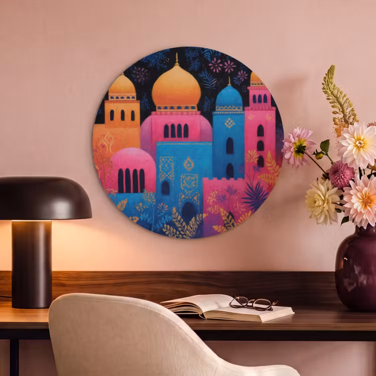 Akoestisch schilderij rond - Kleurrijk - Stad - Nacht - Islamitisch — 2