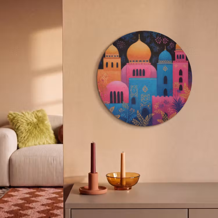 Akoestisch schilderij rond - Kleurrijk - Stad - Nacht - Islamitisch — 3