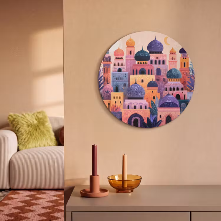 Akoestisch schilderij rond - Kleurrijke stad - Zon - Islamitisch — 3