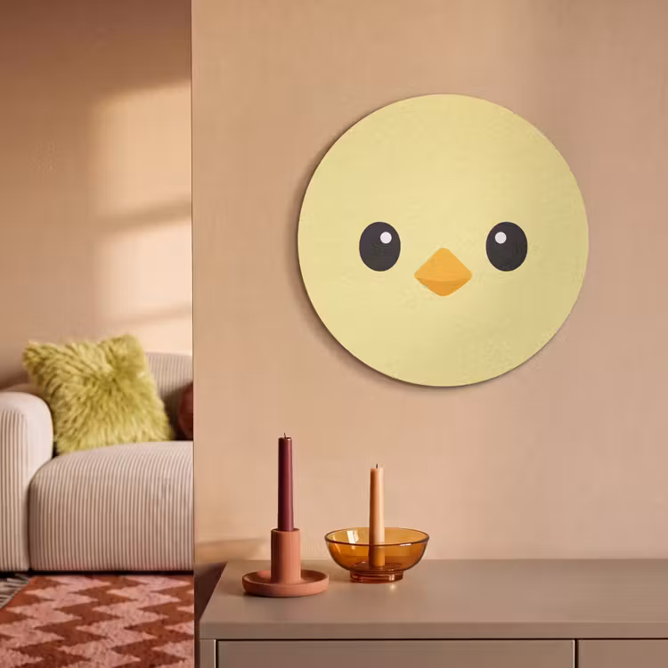 Akoestisch schilderij rond - Kuiken - Vrolijk - Geel - Minimalistisch — 3