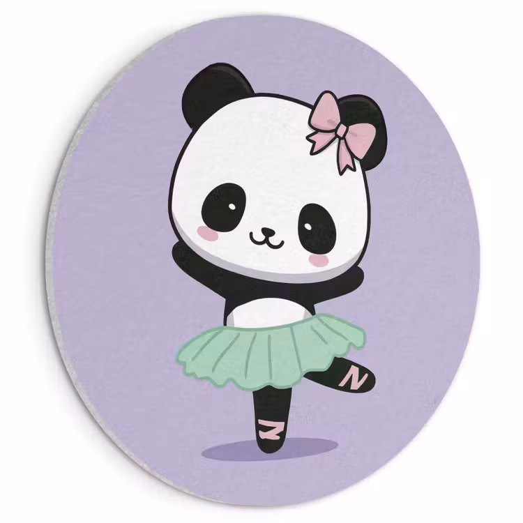 Akoestisch schilderij rond - Panda - Paars - Sierlijk - Kawaii — 1