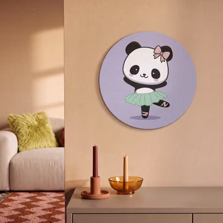 Akoestisch schilderij rond - Panda - Paars - Sierlijk - Kawaii — 3