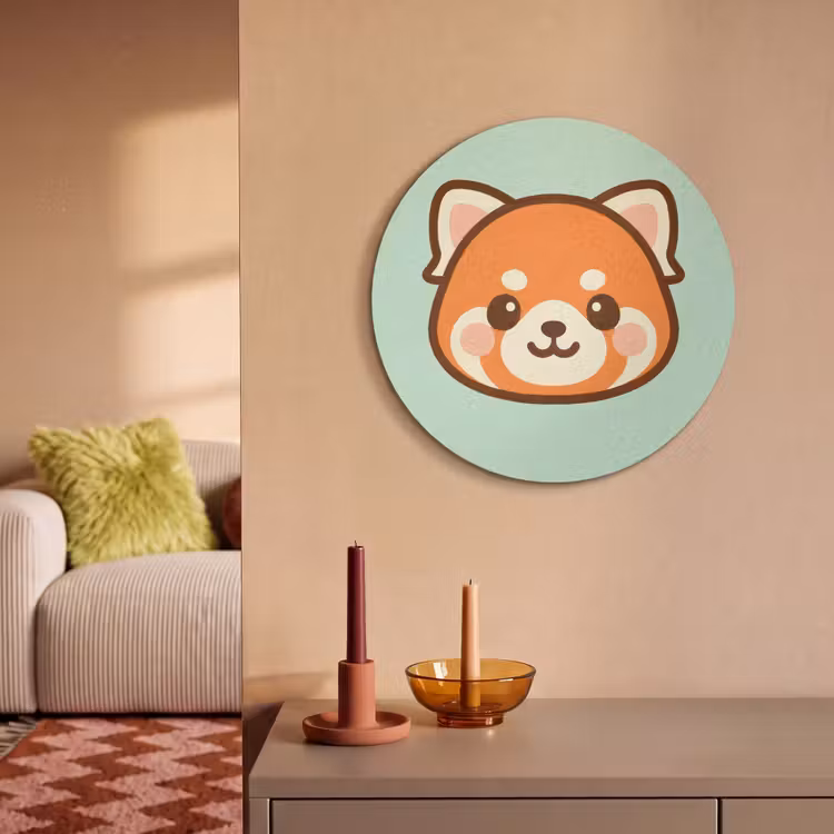 Akoestisch schilderij rond - Rode panda - Groen - Cartoon — 3