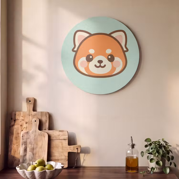 Akoestisch schilderij rond - Rode panda - Groen - Cartoon — 4