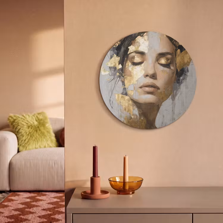 Akoestisch schilderij rond - Sierlijk - Vrouw - Goud - Ogen — 3