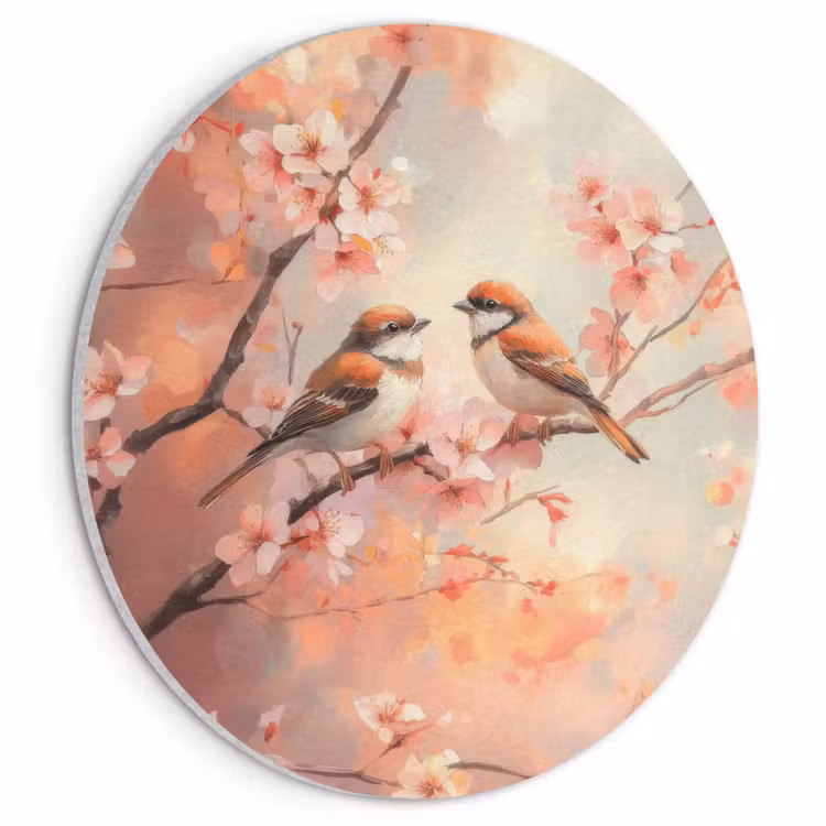 Akoestisch schilderij rond - Vogels - Romantic - Bloesemtak — 1