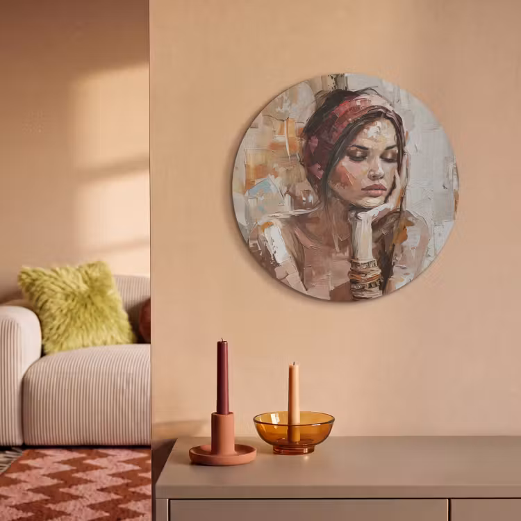 Akoestisch schilderij rond - Vrouw - Verflook - Portret - Modern — 3
