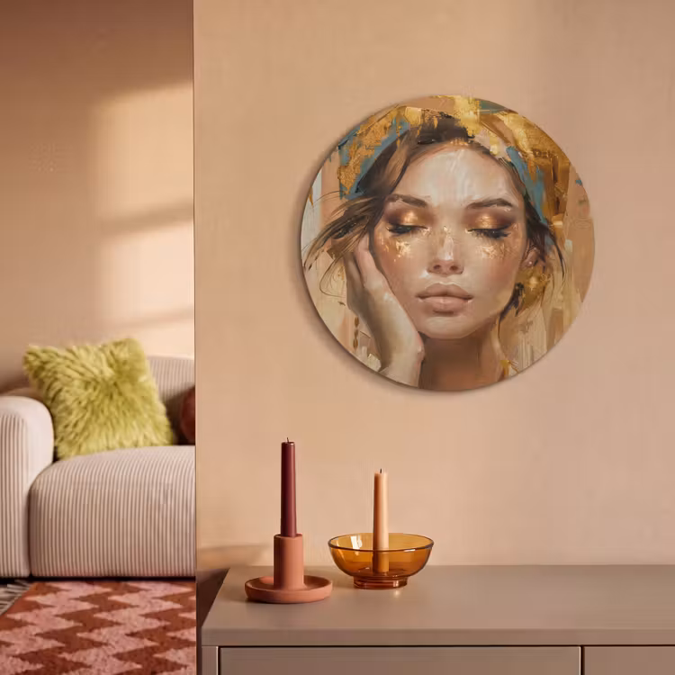 Akoestisch schilderij rond - Vrouwen - Portret - Luxe - Goud — 3