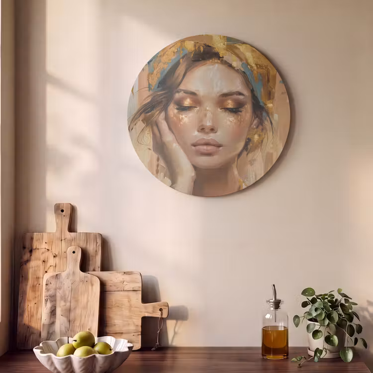 Akoestisch schilderij rond - Vrouwen - Portret - Luxe - Goud — 4