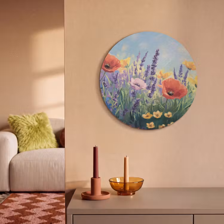 Akoestisch schilderij rond - Weide - Bloemen - Kleurrijk — 3