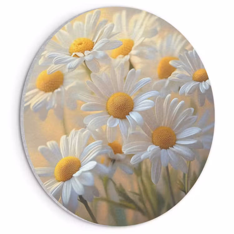 Akoestisch schilderij rond - Madeliefjes - Wit - Zonlicht — 1