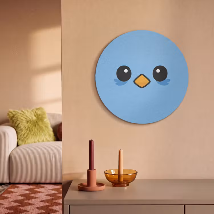 Akoestisch schilderij rond - Vogel - Blauw - Eenvoudig — 3
