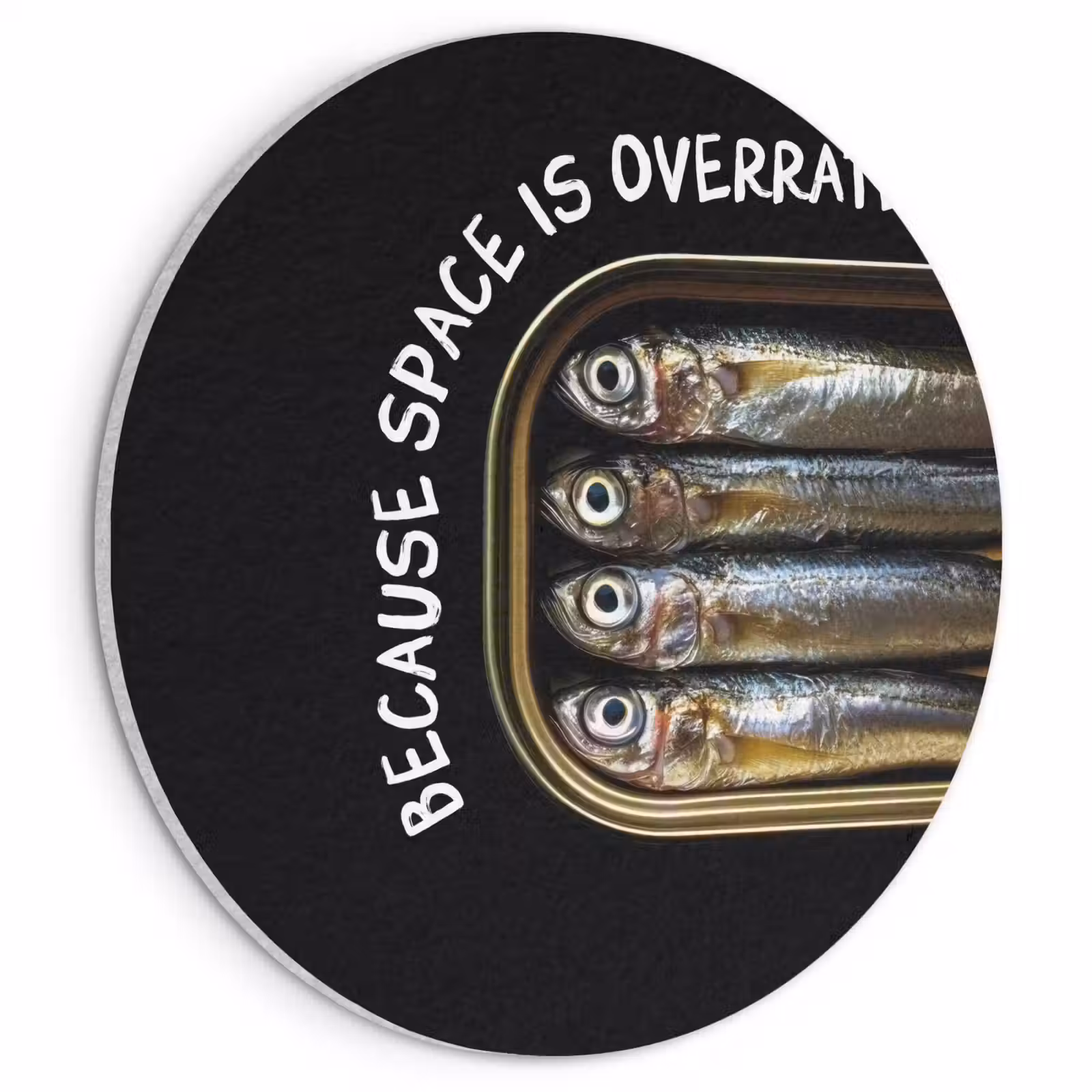 Akoestisch schilderij rond - Sardines - Tekst - Vis - Blik — 1