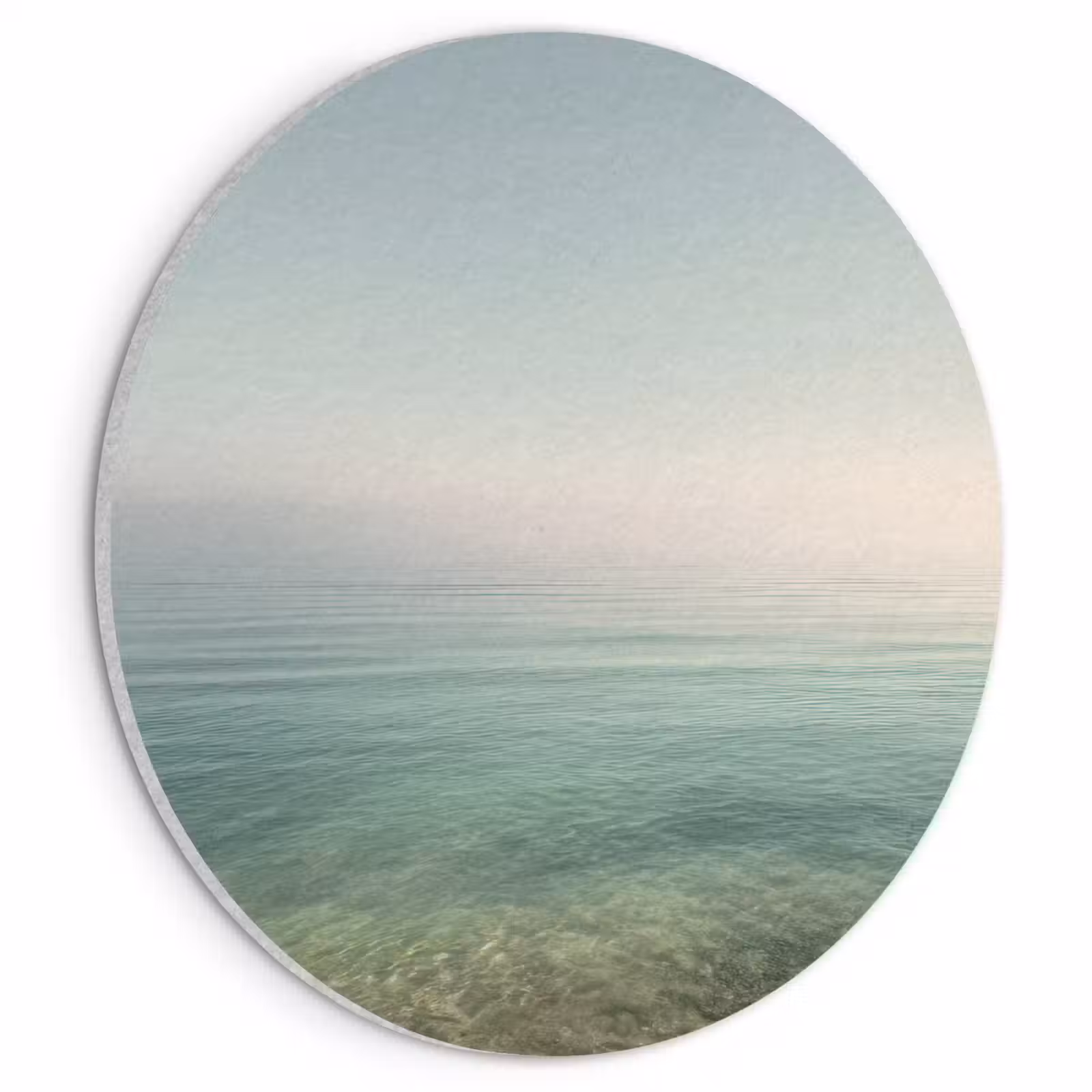 Akoestisch schilderij rond - Zee - Horizon - Blauw - Mist — 1