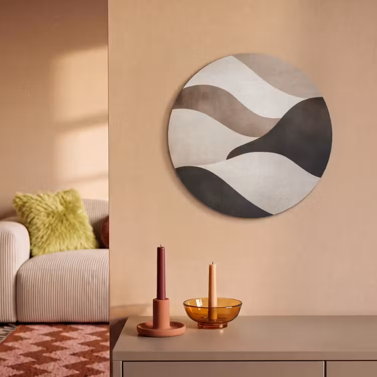 Akoestisch schilderij rond - Golven - Abstract - Beige — 3