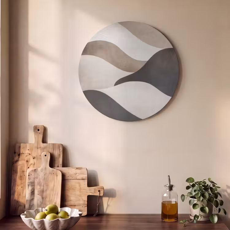 Akoestisch schilderij rond - Golven - Abstract - Beige — 4
