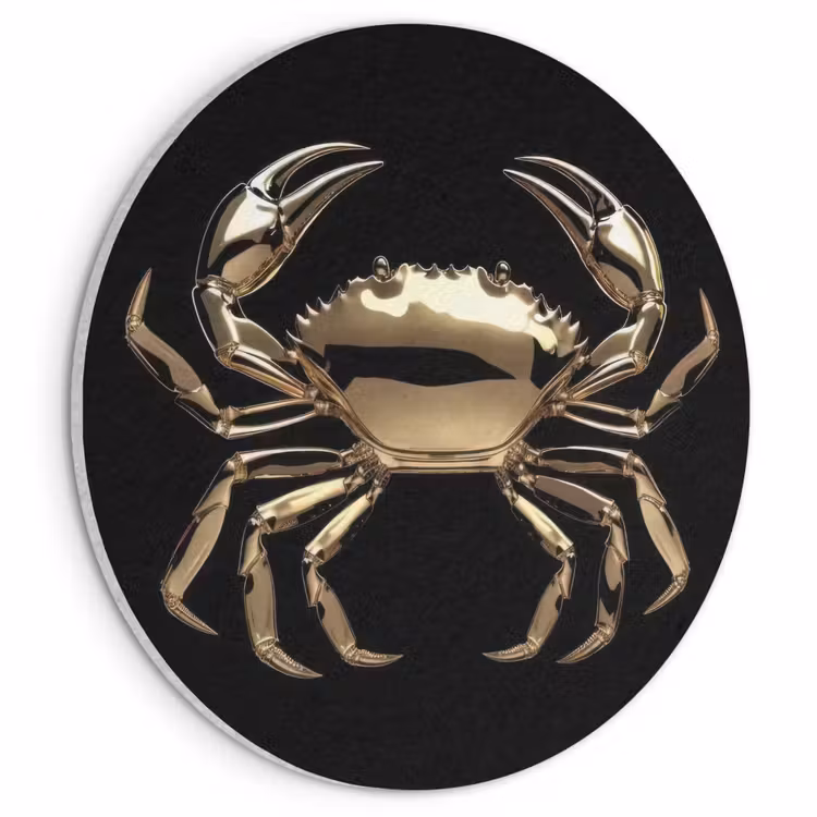 Akoestisch schilderij rond - Goud - Krab - Dieren - Zwart — 1