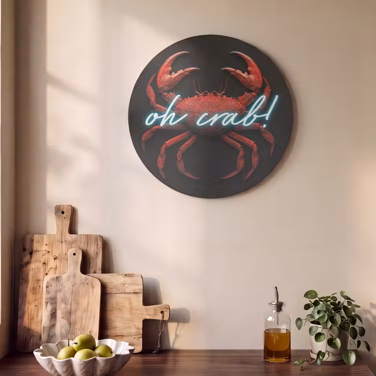 Akoestisch schilderij rond - Krab - Rood - Neon - Quote — 4
