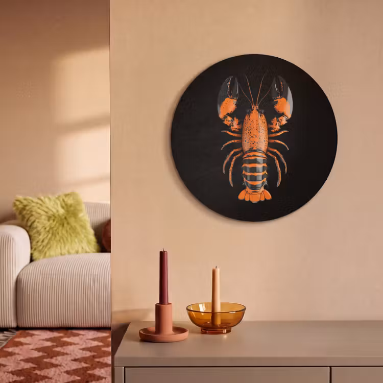 Akoestisch schilderij rond - Kreeft - Oranje - Zwart - Modern — 3