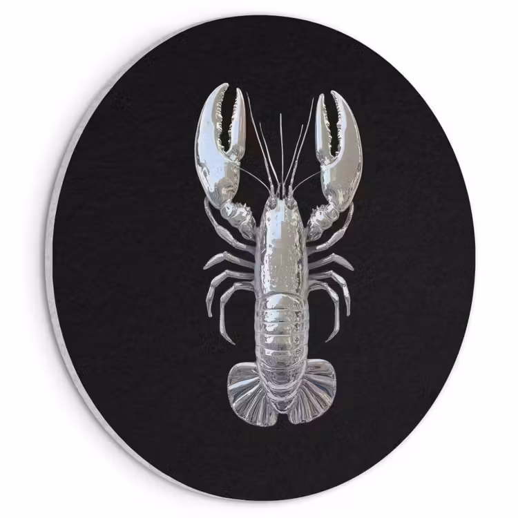 Akoestisch schilderij rond - Kreeft - Zilver - Metallic - Luxe — 1
