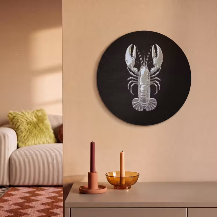 Akoestisch schilderij rond - Kreeft - Zilver - Metallic - Luxe — 3