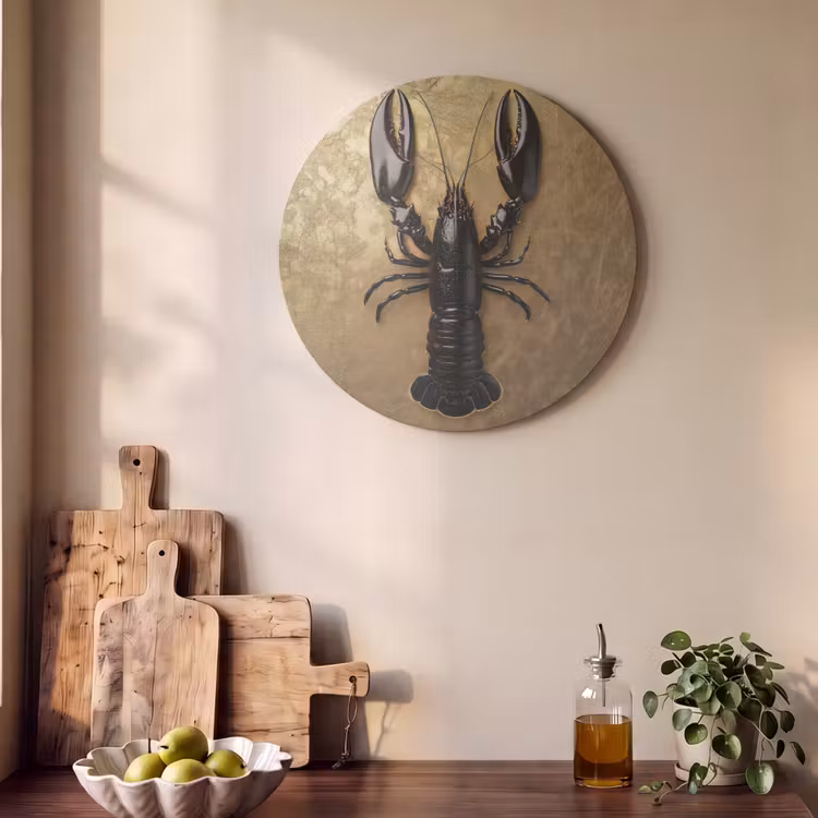 Akoestisch schilderij rond - Kreeft - Zwart - Goud - Luxe — 4