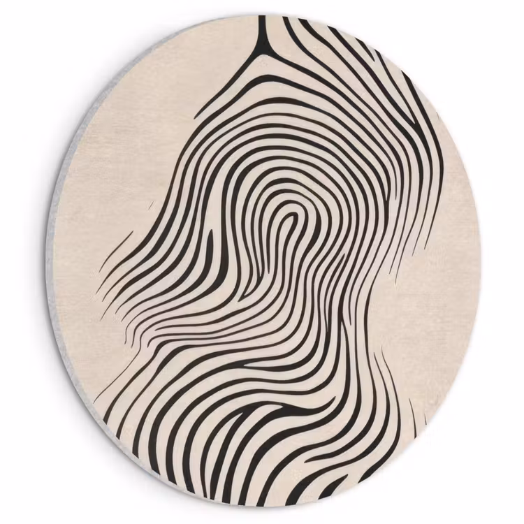 Akoestisch schilderij rond - Lijnen - Abstract - Golvend - Zwart — 1