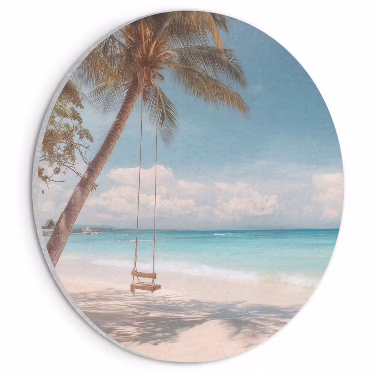 Akoestisch schilderij rond - Palmboom - Schommel - Strand - Lucht — 1