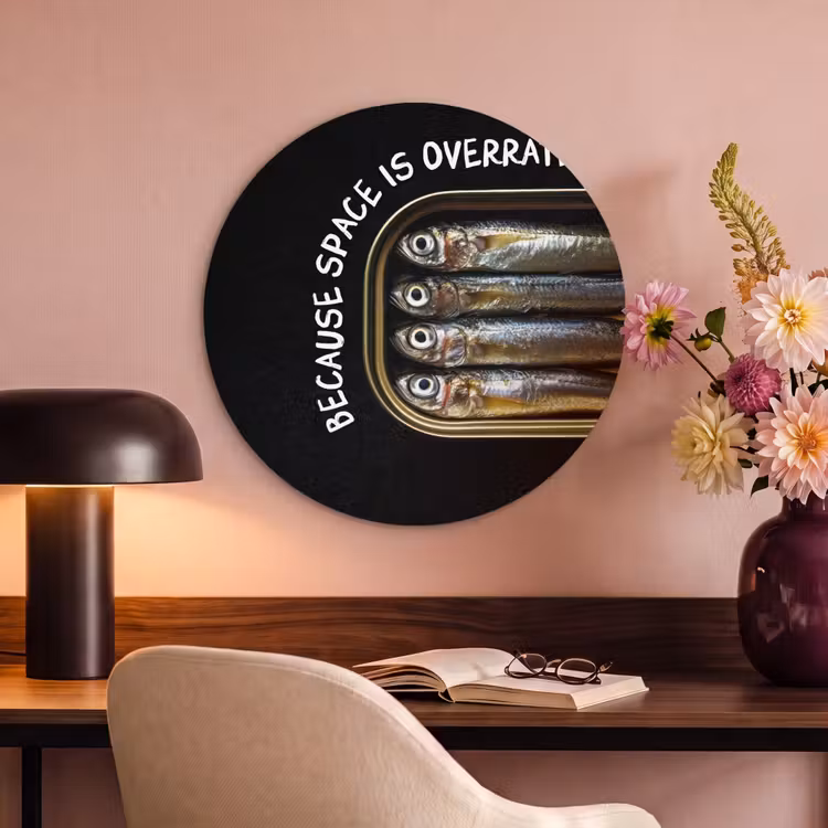 Akoestisch schilderij rond - Sardines - Tekst - Vis - Blik — 2