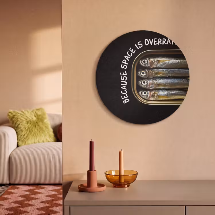 Akoestisch schilderij rond - Sardines - Tekst - Vis - Blik — 3
