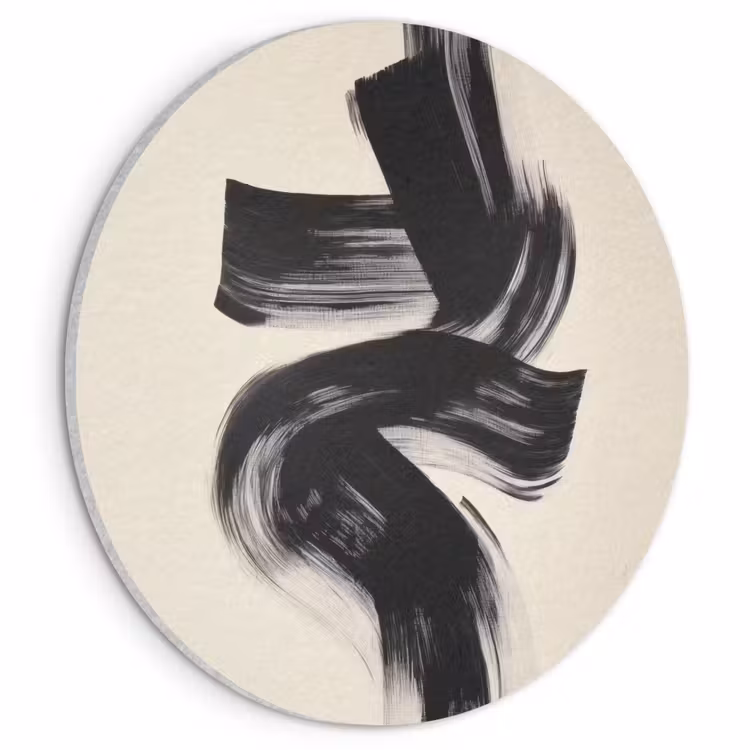 Akoestisch schilderij rond - Strepen - Zwart - Abstract — 1