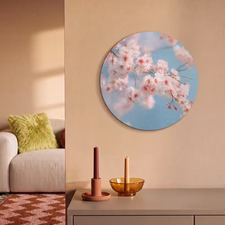 Akoestisch schilderij rond - Takken - Bloesems - Roze — 3