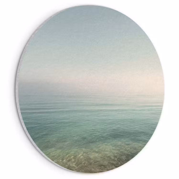 Akoestisch schilderij rond - Zee - Horizon - Blauw - Mist — 1