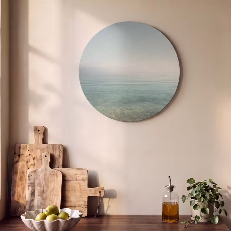 Akoestisch schilderij rond - Zee - Horizon - Blauw - Mist — 4