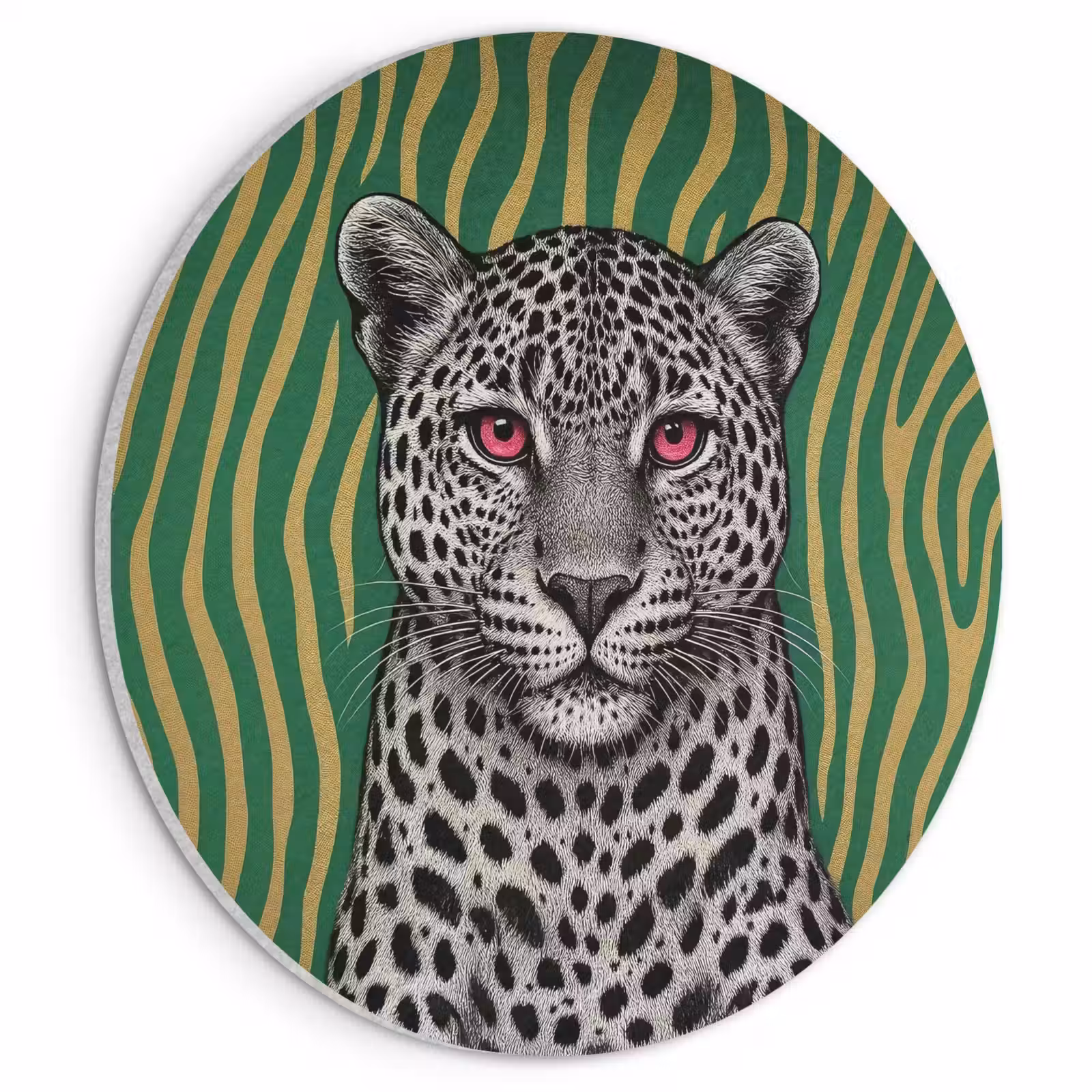Akoestisch schilderij rond - Panter - Zebrapatroon - Groen — 1