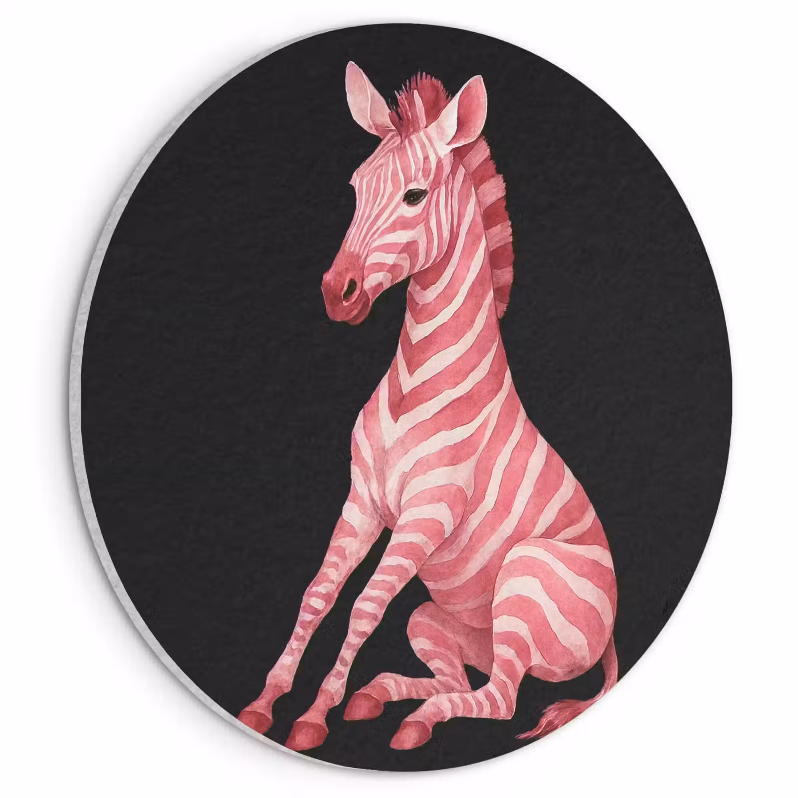 Akoestisch schilderij rond - Zebra - Roze - Gestreept — 1