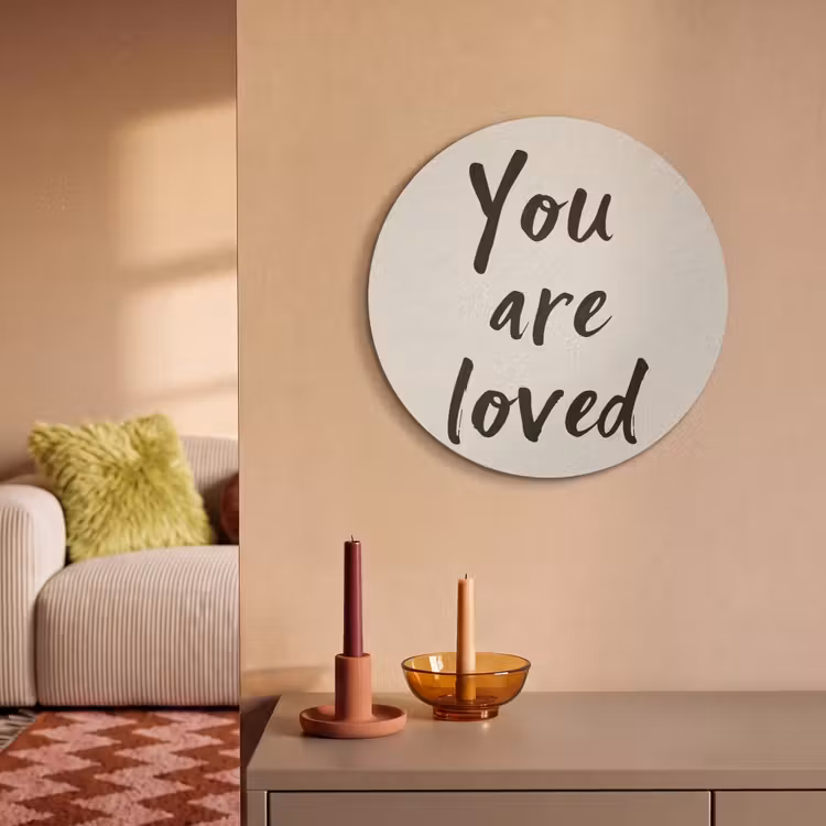 Akoestisch schilderij rond - Minimalistisch - Beige - Love — 3