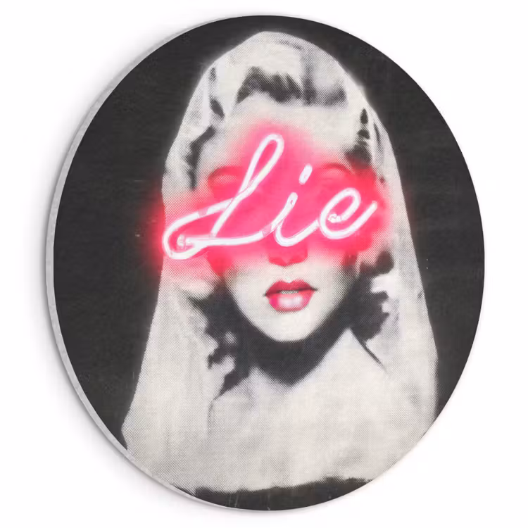 Akoestisch schilderij rond - Neon - Letters - Vintage - Vrouw — 1