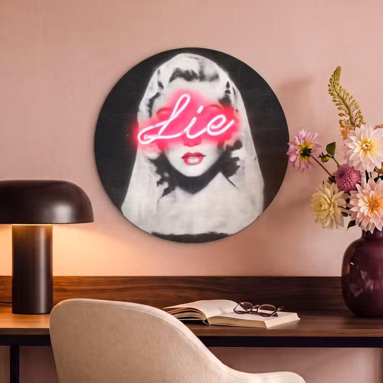Akoestisch schilderij rond - Neon - Letters - Vintage - Vrouw — 2