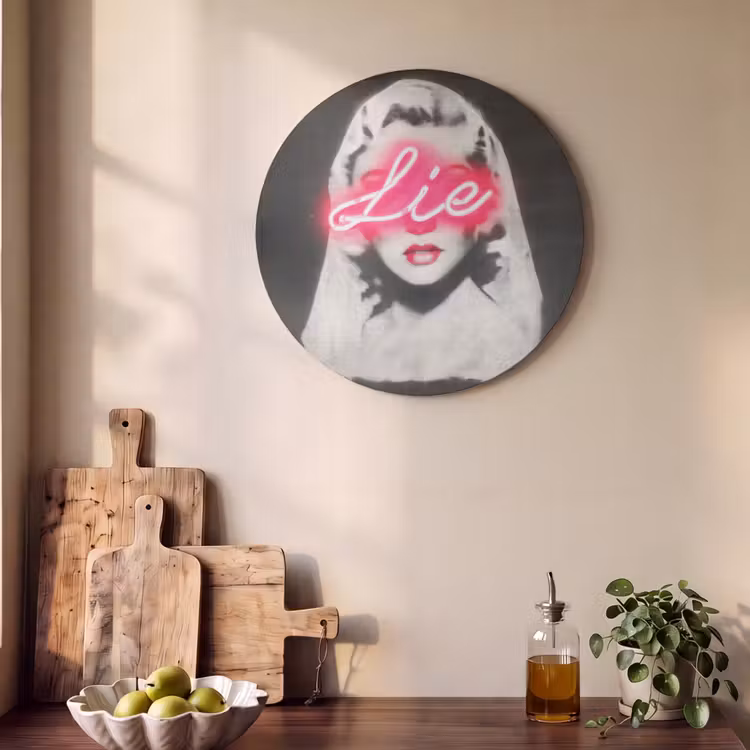 Akoestisch schilderij rond - Neon - Letters - Vintage - Vrouw — 4